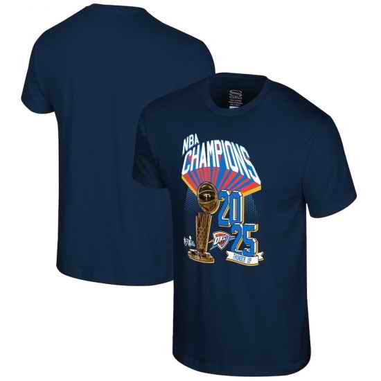 Men Oklahoma City Thunder Navy 2025 Finals Champions Battle Tested T Shirt